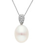 18ct White Gold Teardrop Cultured River Pearl & Diamond Jewellery