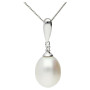 9ct White Gold Freshwater Pearl & Diamond Pendant & Earrings Jewellery set