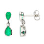 9ct White Gold Emerald Double Drop Pear Shape Jewellery Set