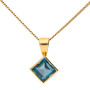 9ct Yellow Gold 5mm London Blue Topaz Square Solitaire Jewellery Set