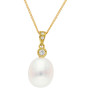 18ct Yellow Gold Teardrop Cultured River Pearl & Diamond Jewellery Set