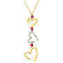 9ct Yellow Gold Diamond & Ruby Heart Pendant & Earrings Jewellery Set