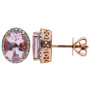 9ct Rose Gold Pink Amethyst & Diamond Oval Halo Jewellery Set