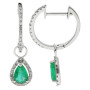 9ct White Gold Emerald & Diamond Pear Drop Jewellery Set