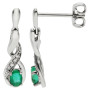 9ct White Gold Emerald & Diamond Twist Drop Jewellery Set