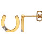 9ct Yellow Gold Diamond Horseshoe Pendant & Earring Jewellery Set