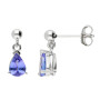 9ct White Gold 7mm Tanzanite Solitaire Pendant & Earrings Jewellery Set