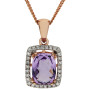 9ct Rose Gold Pink Amethyst & Diamond Halo Jewellery Set
