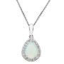 18ct White Gold Opal & Diamond Halo Jewellery Set