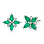 18ct White Gold Emerald & Diamond Flower Earrings & Pendant Jewellery Set