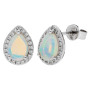 18ct White Gold Opal & Diamond Halo Jewellery Set