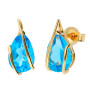 9ct Yellow Gold Swiss Blue Topaz Solitaire Fancy Pear Jewellery Set