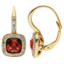 9ct Yellow Gold Garnet & Diamond Halo Jewellery Set