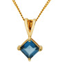 9ct London Blue Topaz Square Cut Solitaire Jewellery Set