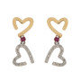 9ct Yellow Gold Diamond & Ruby Heart Pendant & Earrings Jewellery Set