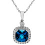 9ct White Gold London Blue Topaz & Diamond Halo Jewellery Set