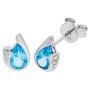9ct White Gold Blue Topaz & Diamond Curl Jewellery Set