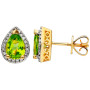 9ct Yellow Gold Peridot & Diamond Pear Shape Halo Jewellery Set