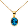 9ct Yellow Gold 7mm Oval Swiss Blue Topaz Solitaire Jewellery Set