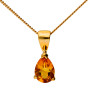 9ct Yellow Gold 7mm Pear Citrine Solitaire Pendant & Earrings Jewellery Set