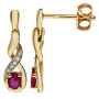 9ct Yellow Gold Ruby & Diamond Twist Jewellery Set