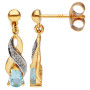 9ct Yellow Gold Aquamarine & Diamond Twist Jewellery Set