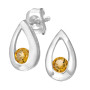 9ct White Gold Citrine Pear Drop Jewellery Set