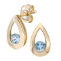 9ct Yellow Gold Blue Topaz Pear Drop Jewellery Set