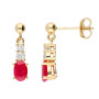 9ct Yellow Gold Ruby & Diamond Drop Jewellery Set