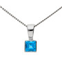 9ct White Gold 3mm Swiss Blue Topaz Square Solitaire Jewellery Set