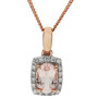 9ct Rose Gold Morganite & Diamond Cluster Pendant & Earrings Jewellery Set