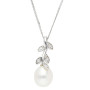 9ct White Gold Fresh Water Pearl & Diamond Leaf Jewellery Set