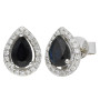 9ct White Gold Sapphire & Diamond Pear Shape Jewellery Set