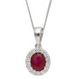 18ct White Gold Ruby & Diamond Oval Halo Jewellery Set