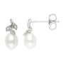 9ct White Gold Fresh Water Pearl & Diamond Leaf Jewellery Set