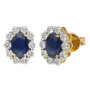18ct Yellow Gold Sapphire & Diamond Oval Cluster Jewellery Set