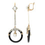 Handcrafted Italian Art Deco Inspired Pearl Diamond & Onyx Pendant & Drop Earrings Jewellery Set