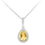 9ct White Gold Citrine & Diamond Pear Drop Jewellery Set