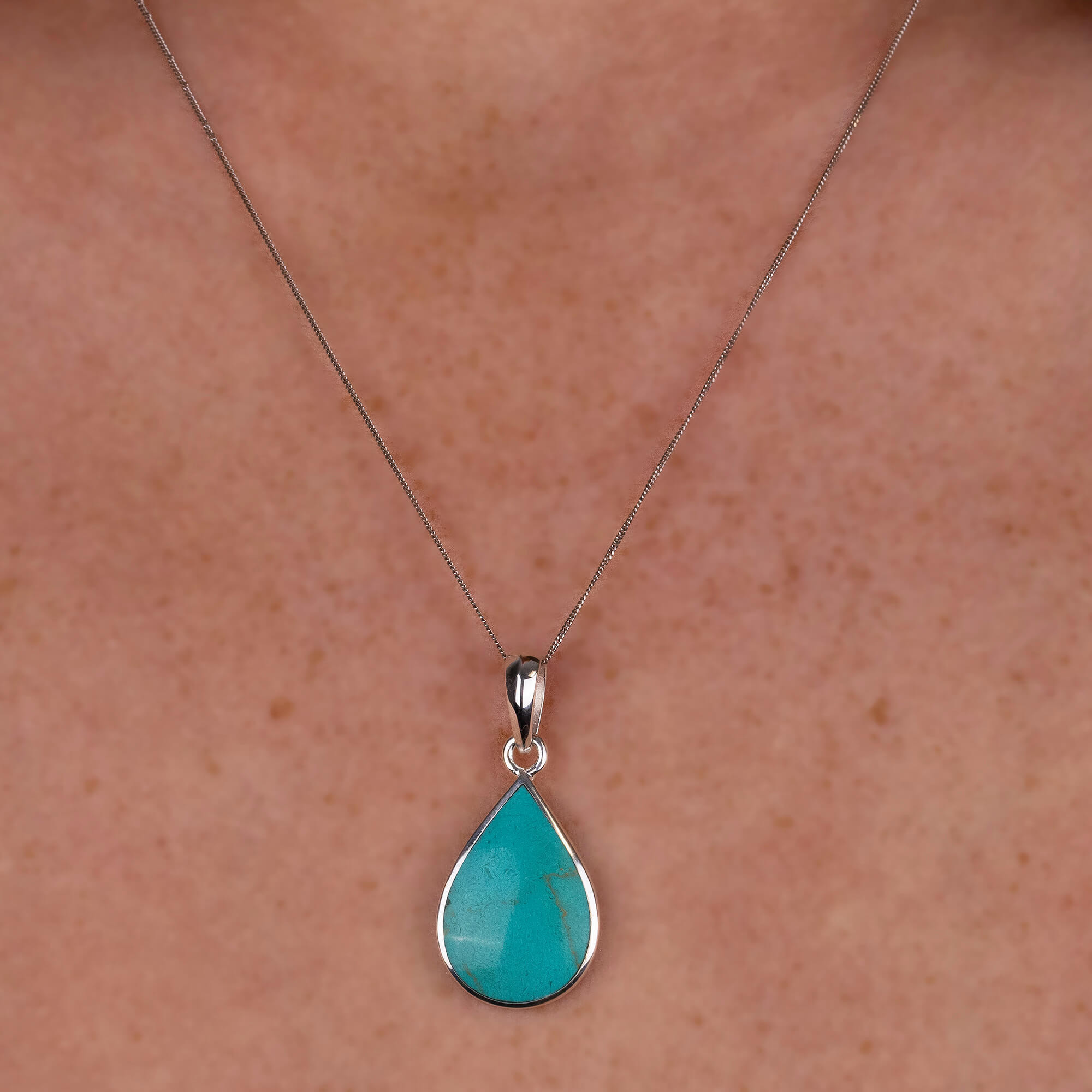 Sterling Silver Turquoise Tear Drop Pendant | Buy Online | Free Insured ...