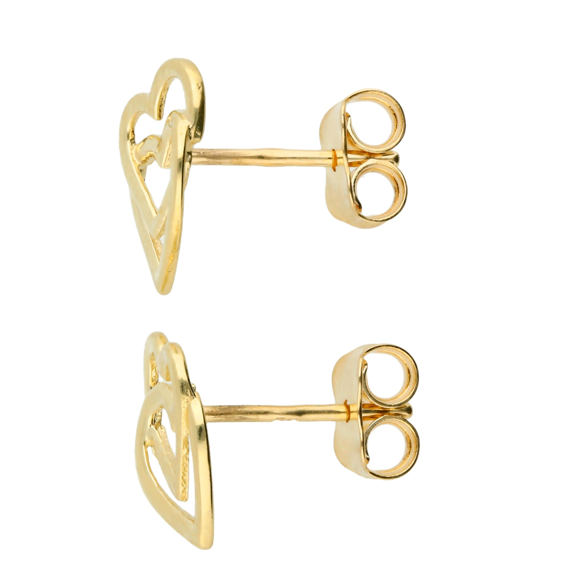 9ct Yellow Gold Double Heart Stud Earrings | Buy Online | Free Insured ...