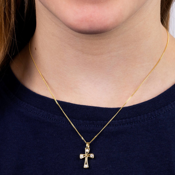 Children's 14K Yellow Gold Pearl Cross Necklace - Josephs Jewelers