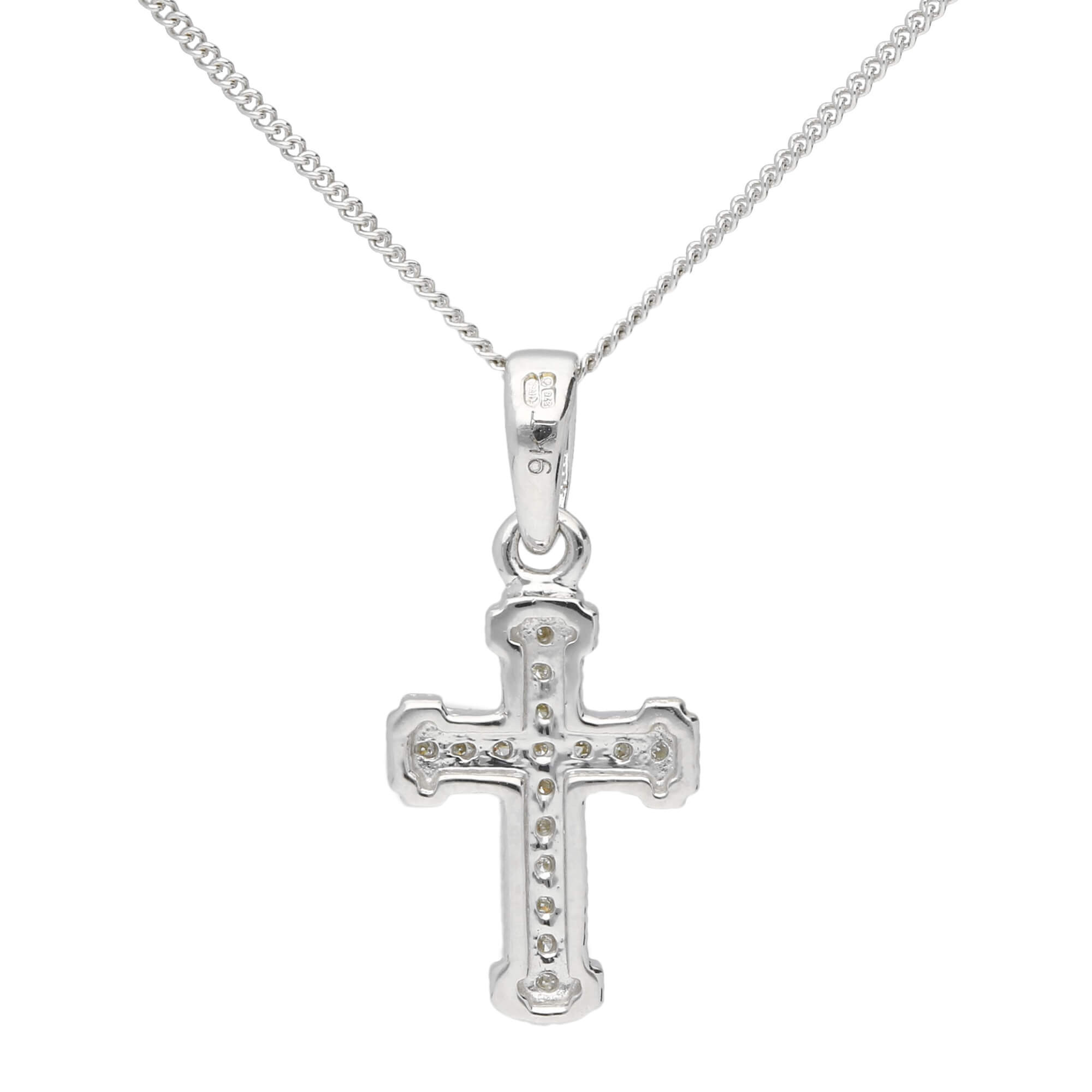 9ct White Gold Diamond Cross Pendant | Buy Online | Free Insured UK ...
