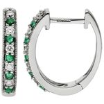 9ct White Gold Emerald Earrings