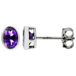 White Gold Amethyst Stud Earrings