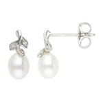 White Gold Pearl Earrings