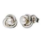 White Gold Pearl Stud Earrings